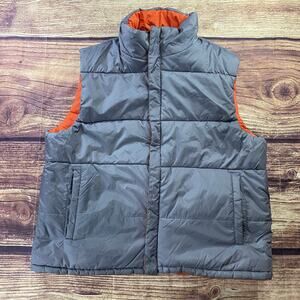 Athletic Works Reversible Puff Vest Gray/Safety Orange Pockets Sz Large